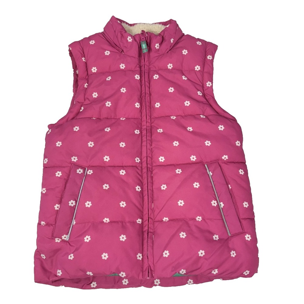 Boden Girls 6-7 years‎ Polka Dot Pink Puffer Vest Fall Winter School Everyday